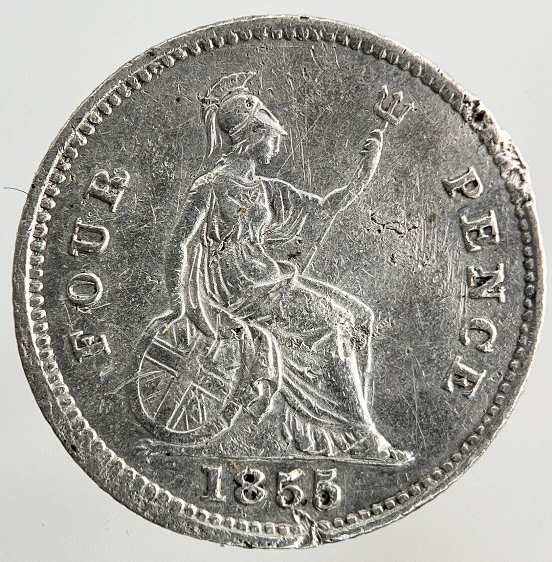 1855 Victoria Groat Four-Pence Silver Coin | Fine Collectable Grade