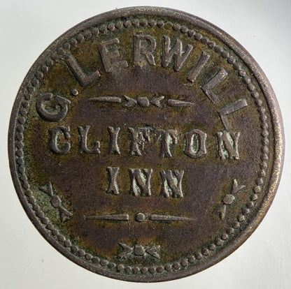 British G Lerwill Clifton Inn 2 1/2 D Token Coin | Fine Collectable Grade