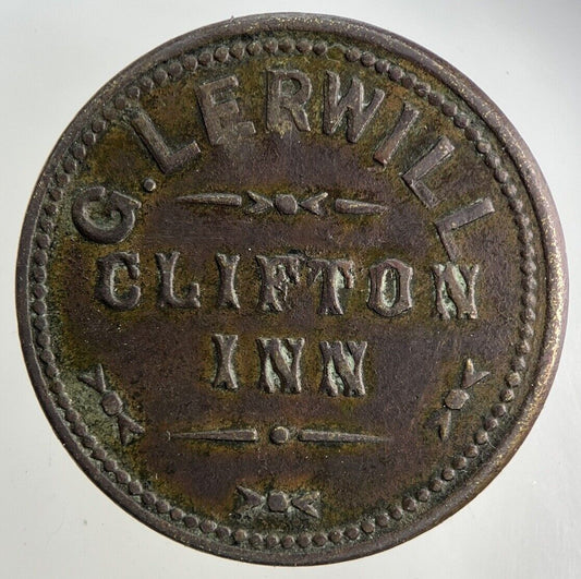 British G Lerwill Clifton Inn 2 1/2 D Token Coin | Fine Collectable Grade