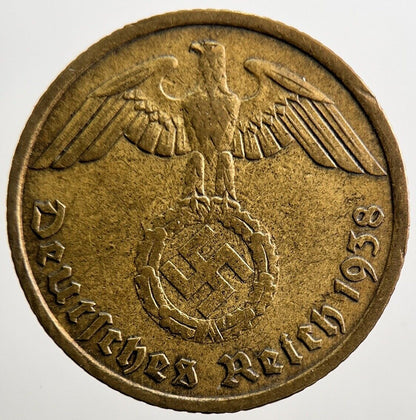 1938 - J Germany Nazi 10 Pfennig Coin | Fine Collectable Grade | a3795