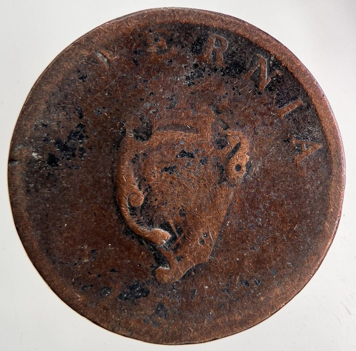 Old Irish Hibernia Half - Penny Coin | Fair Grade