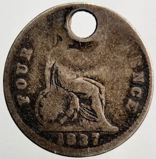 1837 William IV Four - Pence Silver Coin | Fair Grade | a3720