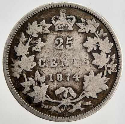 1874 Victoria Canadian 25 Cents Silver Coin | Collectable Grade | a2495