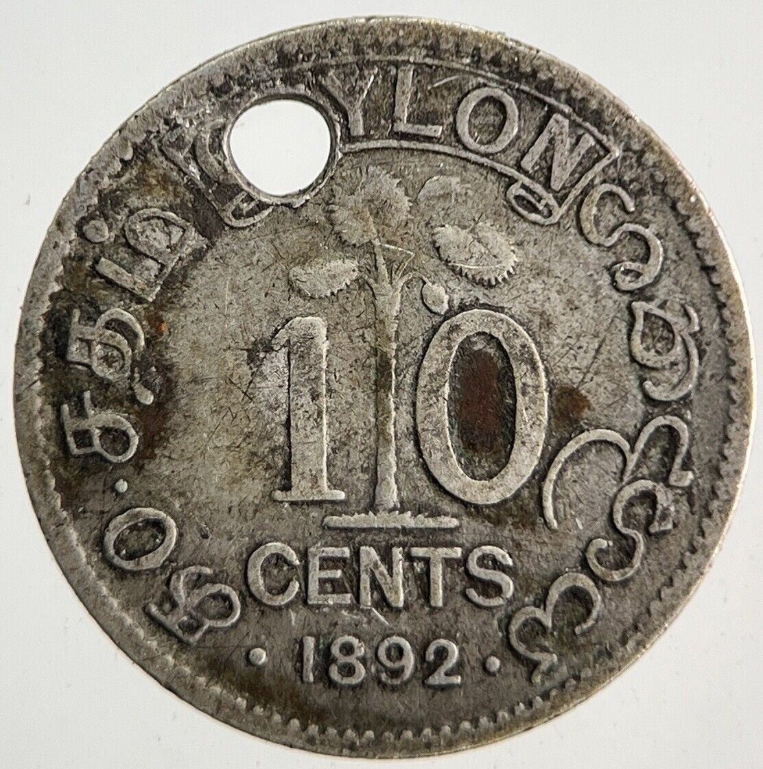 1892 Ceylon 10 Cents Silver Coin | Collectable Grade