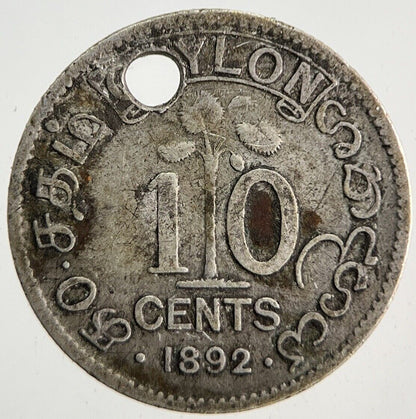 1892 Ceylon 10 Cents Silver Coin | Collectable Grade
