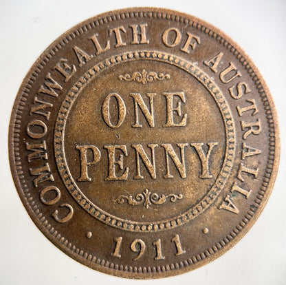 1911 Australia One Penny Coin | Fine Collectable Grade
