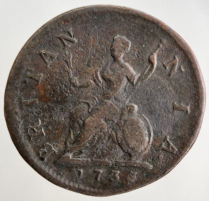1733 George II 2nd Farthing Coin | Fine Collectable Grade