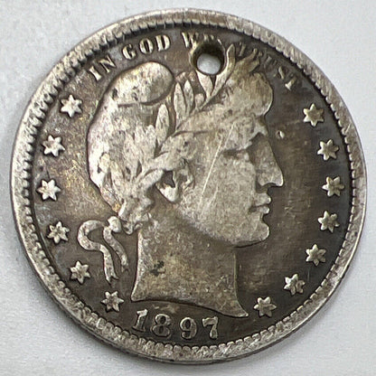 1897 Barber US USA Quarter Dollar Silver Coin | Collectable Grade | a831