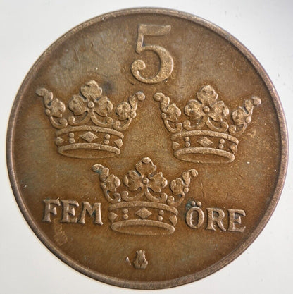 1941 Sweden 5 Ore Coin | Very High Grade | a4871