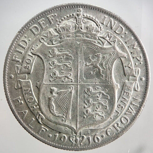 1916 George V Half - Crown Silver Coin | Fine Collectable Grade | a3978