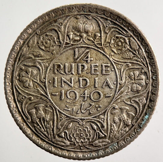 1940 India 1/4 Quarter Rupee Silver Coin | Fine Collectable Grade