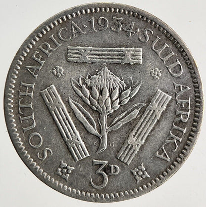 1934 South Africa Threepence Silver Coin | Fine Collectable Grade