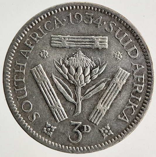 1934 South Africa Threepence Silver Coin | Fine Collectable Grade