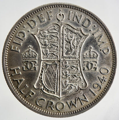 1940 George VI Half - Crown Silver Coin | Very High Grade