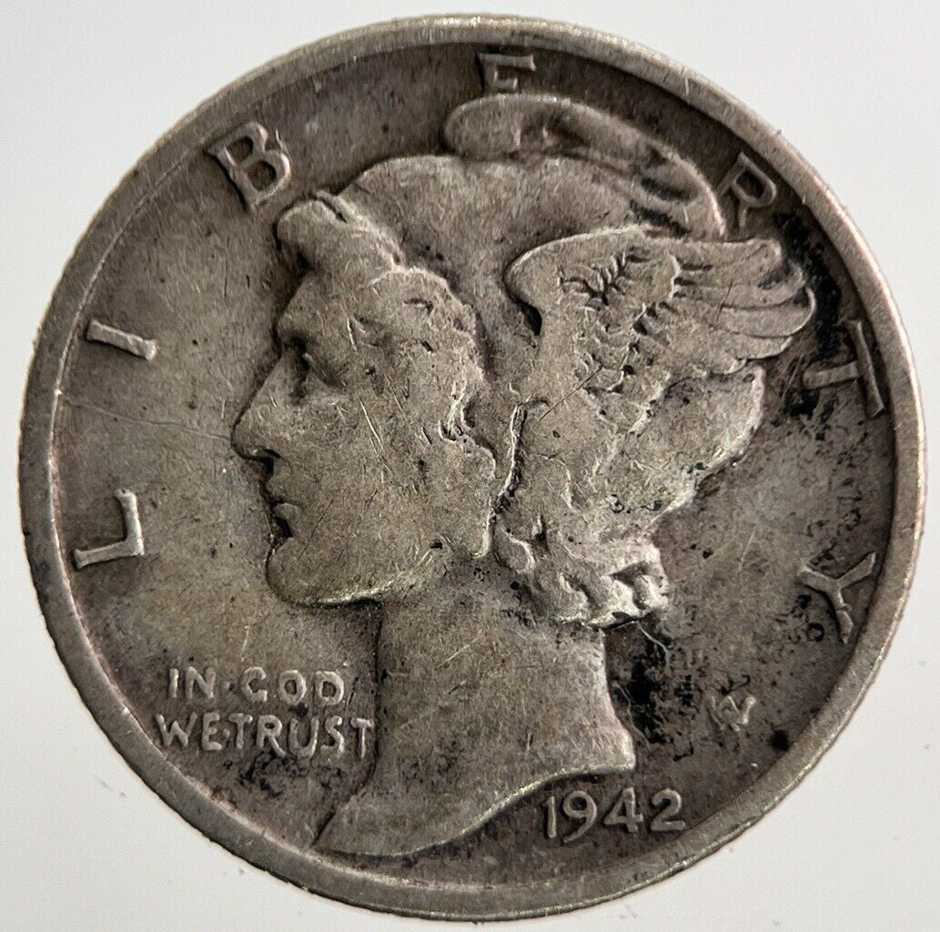 1942 - S US USA Mercury Dime Silver Coin | Fine Collectable Grade
