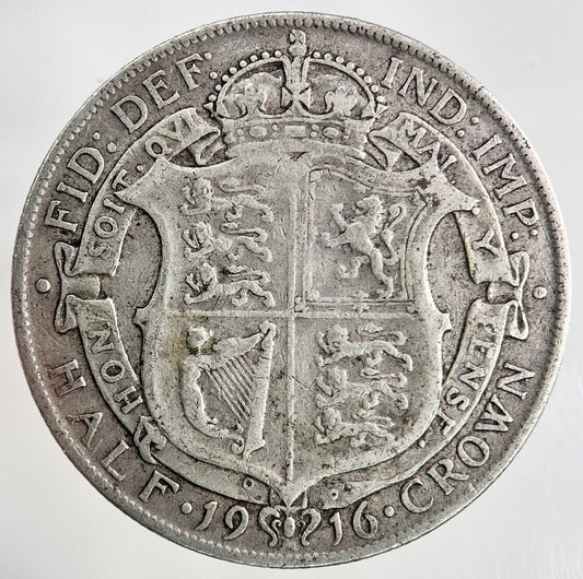 1916 George V Half - Crown Silver Coin | Fine Collectable Grade