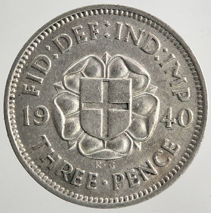 1940 George VI Threepence Silver Coin | Fine Collectable Grade