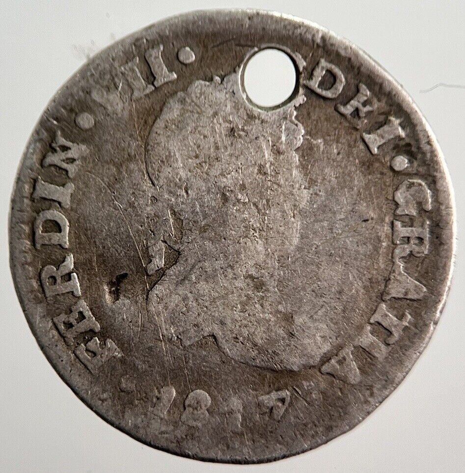 1817 Spain Half 1/2 Real Silver Coin | Collectable Grade | a344