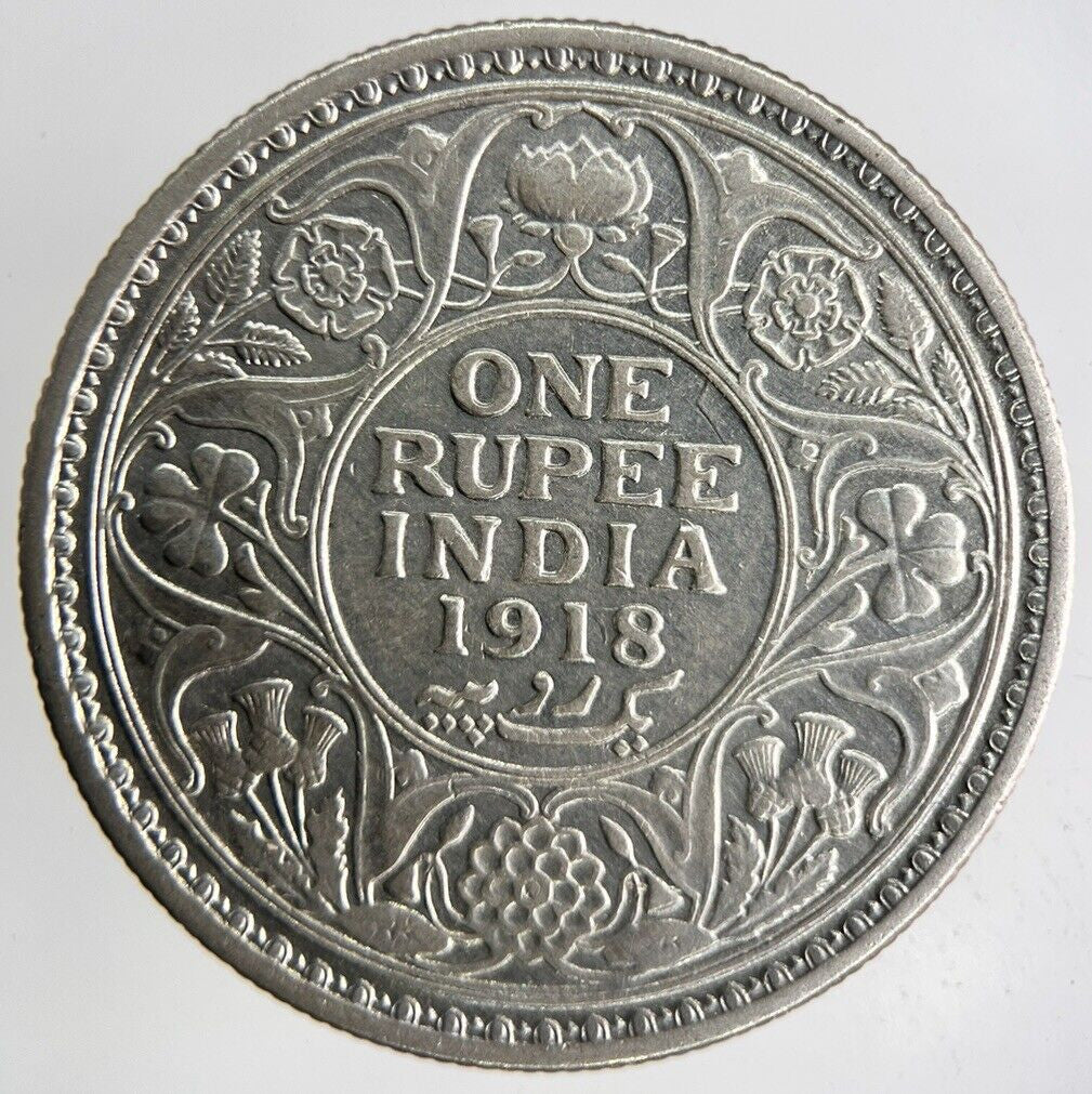 1918 India One Rupee Silver Coin | Fine Collectable Grade