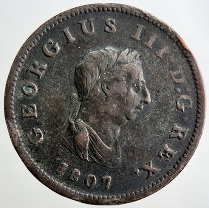 1807 George 3rd III Half - Penny British Coin | Fine Collectable Grade | a3250