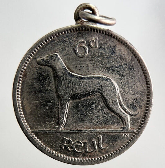 1928 Irish Sixpence Dog Coin Amulet | Fine Collectable Grade | a2905