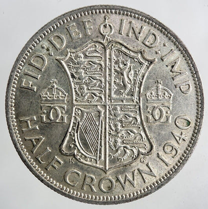 1940 George VI Half - Crown Silver Coin | Very High Grade