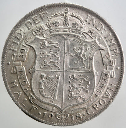 1918 George V Half - Crown Silver Coin | Very High Grade | a5371