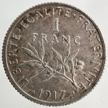 1917 France 1 Franc Silver Coin | Very High Grade
