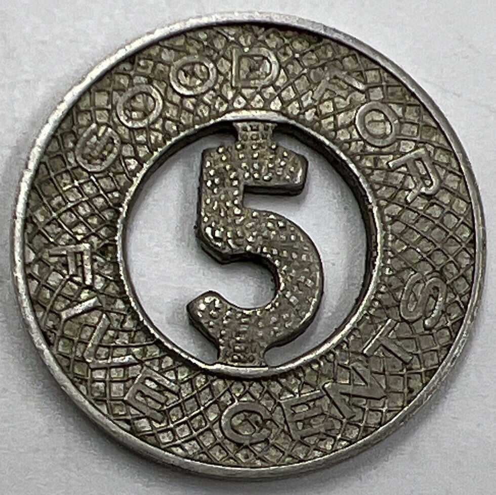 Chinese Shanghai Good For 5 Cents Token Coin | Fine Collectable Grade | a754