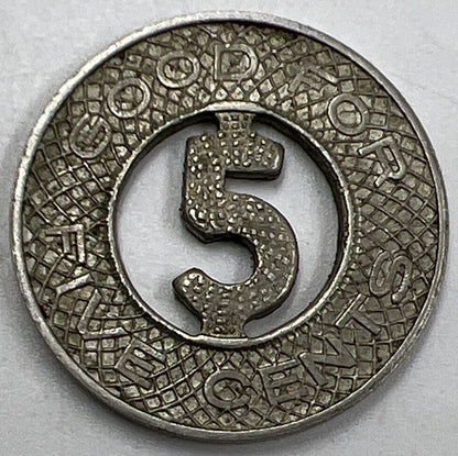 Chinese Shanghai Good For 5 Cents Token Coin | Fine Collectable Grade | a754