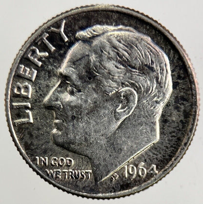 1964 - D US USA Roosevelt One Dime Silver Coin | Very High Grade