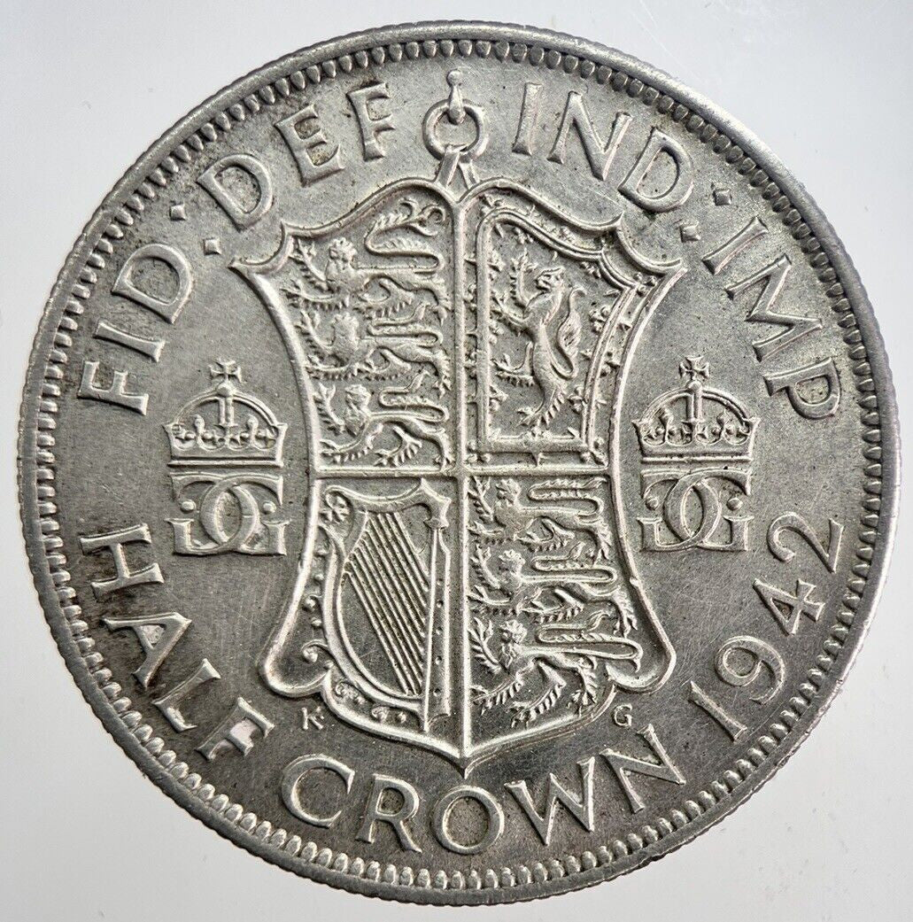 1942 George VI Half - Crown Silver Coin | Very Fine Grade | a6206