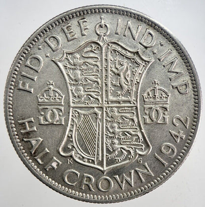 1942 George VI Half - Crown Silver Coin | Very Fine Grade | a6206