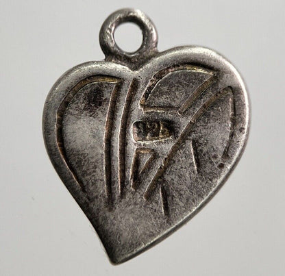 Old Thailand Silver .935 Heart Necklace Charm Amulet | Height 1.5cm | a7846