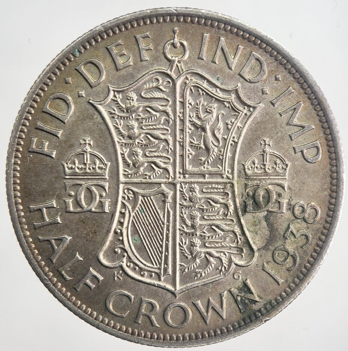 1938 George VI Half - Crown Silver Coin | Very Fine Grade | a6348
