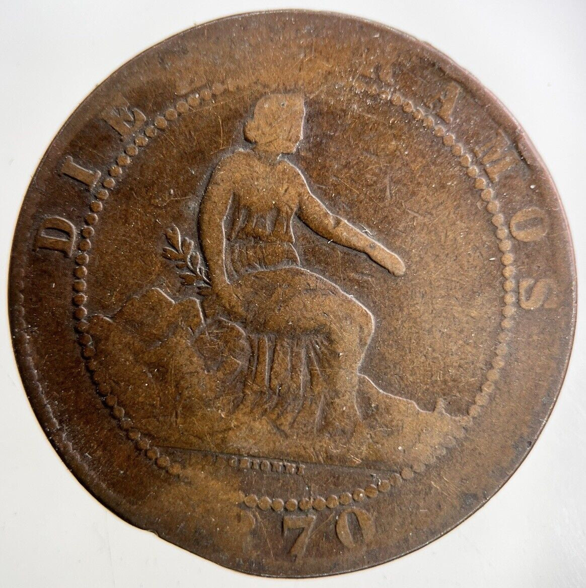 1870 Spain 10 Centimos Coin | Fair Grade