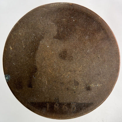 1865 Victoria One Penny Coin | Worn Grade