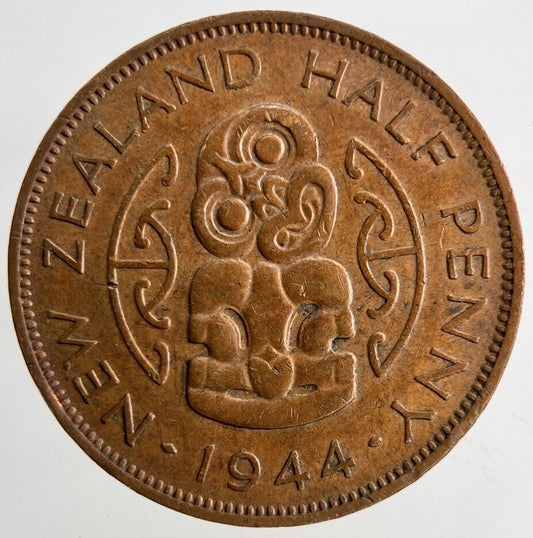 1944 New Zealand Half-Penny Coin | Very High Grade