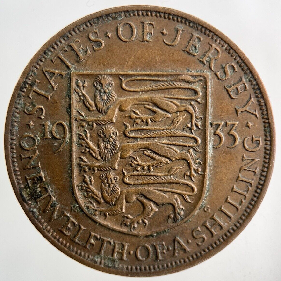 1933 Jersey One Twelfth Of A Shilling 1/12th Coin | Very High Grade