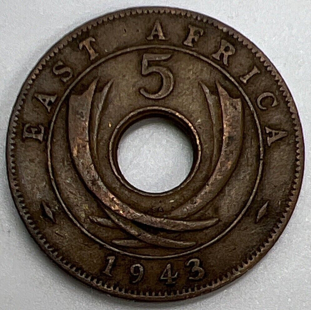 1943 East Africa 5 Cents Coin | Fine Collectable Grade | a1142