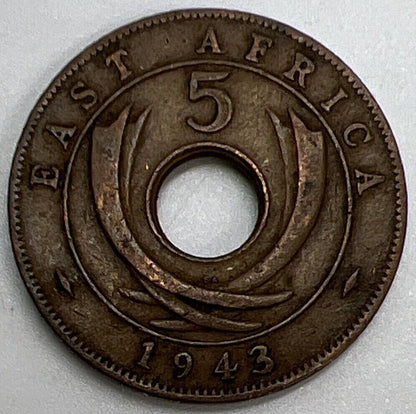 1943 East Africa 5 Cents Coin | Fine Collectable Grade | a1142