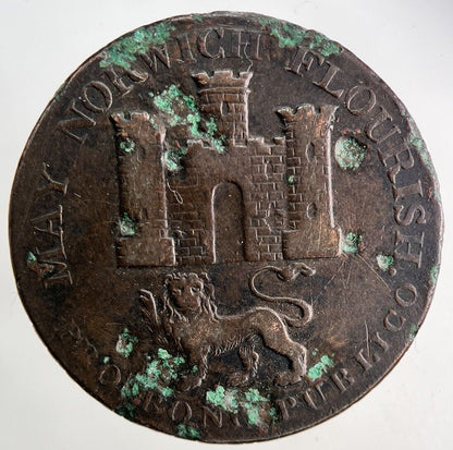 1792 Norwich Half-Penny Coin | Fine Collectable Grade