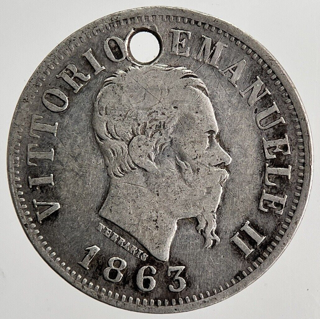 1863 Italy 50 Centesimi Silver Coin | Fine Collectable Grade | a6232