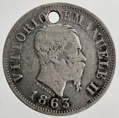 1863 Italy 50 Centesimi Silver Coin | Fine Collectable Grade | a6232