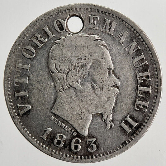 1863 Italy 50 Centesimi Silver Coin | Fine Collectable Grade | a6232
