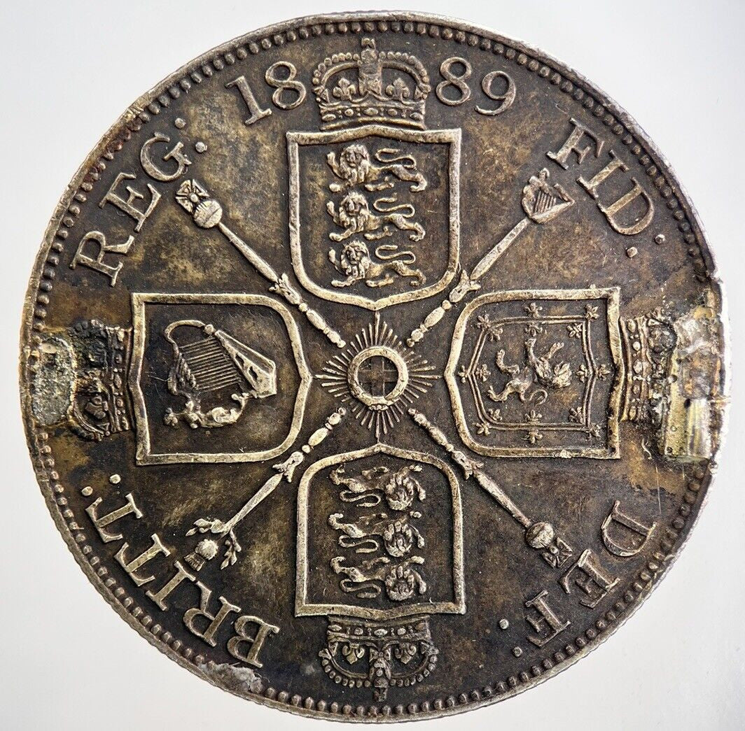 1889 Ex Mount Victoria Double-Florin Silver Coin | Very Fine Grade | a2164