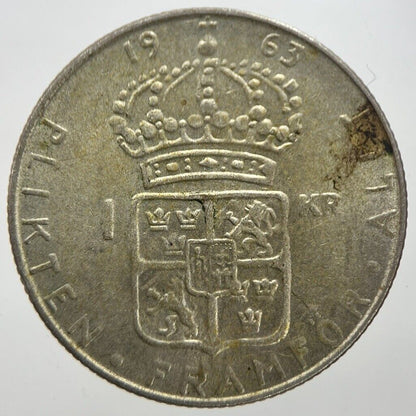 1963 Sweden 1 One Krona Silver Coin | Fine Collectable Grade | a7269
