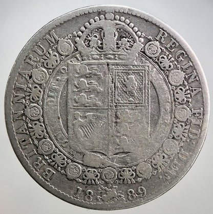 1889 Victoria Half - Crown Silver Coin | Fair Grade