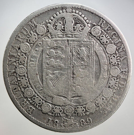 1889 Victoria Half - Crown Silver Coin | Fair Grade