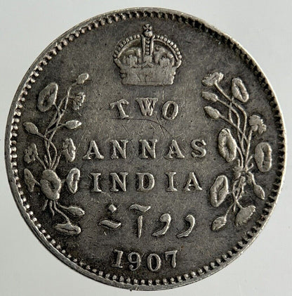 1907 India 2 Annas Silver Coin | Fine Collectable Grade